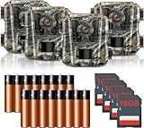 WOSODA Mini Trail Camera 4 Pack 30MP 1080P HD, Game Cam with SD Card, Waterproof Tiny Deer Camera Night Vision Motion Activated with Fast Trigger Time for Outdoor Wildlife Monitoring