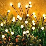 Solar Lights Outdoor(4-Pack, 32 LEDs), ASMAD Solar Garden Lights, Outdoor Decorations, Firefly Light for Patio Decor, Big Bulb, Unique Gifts for Women, Gifts for Grandma