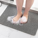 Hargiis Non Slip Bathtub Mat, Anti Slip Shower Mat, Fast Drying Bath Tub Mats, Foot Scrubber Mat, Anti Slip Mat for Tub, Floor, Bathroom, Home, Kitchen, Hotel (Grey 24"x16")