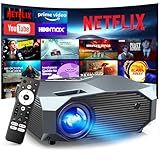 [Netflix Officially/High Brightness] Smart Projector with WiFi 6 and Bluetooth 5.3, 4K Outdoor Movie Projector with NETFLIX/Prime Video/YouTube, Portable Proyector Compatible with HDMI/USB/iOS/Android