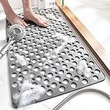 TEMIR Non Slip Bath Mat and Shower Mat with Suction Cups and Drain Holes, 30x17 in (75x43 cm), Soft Machine Washable Non Slip Bathtub mat, Shower Mats for Inside Shower, Easy Dry&Cut (Gray)