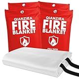 QIANZIEA 4 Pack Fire Blanket 40” x 40” – Emergency Fire Blanket for Kitchen & Home, Fiberglass Fire Suppression Blanket
