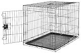 Amazon Basics Durable, Foldable, Collapsible, Portable Metal Wire Dog Crate with Tray, Single Door with Divider Panel, Easy to Assemble & Clean, 36 x 23 x 25 in, Black