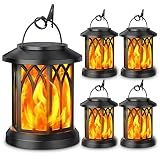 KOOPER 4 Pack Solar Lantern Outdoor Lights, Upgraded Flickering Flame Solar Lanterns Lights Outdoor Waterproof, Hanging Lantern Decorative, Solar Powered Lanterns for Yard Patio Path Tree Garden Decor