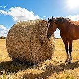 Martx 5X5ft Round Bale Hay Net for Horses Slow Feed,Knotless-Livestock Slow Feed Hay,Fits 4x4 5x5 6x6 Round Bales,Heavy Duty &1.5inch Holes Feeder Nets for Horses Goats Cattle Reduce Waste