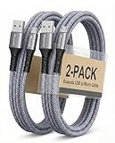 Ruaeoda 6ft Micro USB Cable 2-Pack, Heavy Duty Pet-Proof Braided Android Charger Cord, Fast Charging Wire with 25000+ Bend Lifespan for PS4 Controller, Kindle & Legacy Tech (Space Grey)