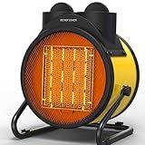 SISUPASSIE Outdoor Heaters for Patio, 1500W Portable Garage Heater with Overheat Protection & 3S Fast Heating, Non-Slip Cushion, Electric Space Heater for Patio, Garage, Greenhouse, Bedroom, Yellow