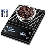 Coffee Scale with Timer 3kg/0.1g High Precision Kitchen Scale Capacity for Espresso, Pour-Over/Drip, Baking/Cooking, Touch Sensor, Silicone Cover, Portable Kitchen Scale (Black)