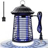Bug Zapper Outdoor/Indoor,Mosquito Zapper 4200V High Powered Waterproof Electronic Mosquito Killer,15W UVA Mosquito Lamp Bulb,Fly Traps Patio Insects Killer (Black and White)