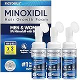 5% Minoxidil Foam, Minoxidil for Women Hair Growth, Minoxidil for Men Foam, with Biotin & Castor Oil, Helps Restore Fuller, Thicker Hair, Lightweight Non-Greasy Formula (180ml, Foam-3pcs)