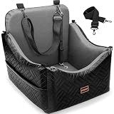 JOEJOY Dog Car Seats for Small Medium Dogs, Wipe Clean Waterproof Detachable PU Leather Cover, Thickened 2 inch Memory Foam Pet Car Seat with Safety Belt and Storage Pockets(No Cushion)