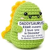 Mini Fathers Day Dad Gifts from Daughter Son Wife I Love You Daddy Handmade Crochet Father's Day Dinosaur Gift for Daddy New Bonus Step Dads Father in Law Husband Father Day Birthday Gift Ideas