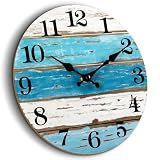 CHYLIN Nautical 14 Inch Wall Clock, Blue Ocean Theme, Silent Sweep Movement, Easy to Read, Good Gift