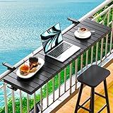 Balcony Bar Table for Railings, Hyperzoo Outdoor Patio Bar, Heavy-Duty Aluminum 49"×9.6" Balcony Side Table, Holds 110 lbs, Adjustable，Easy Assembly，Fits 3.7" or Less Top Rail（Black）