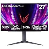 LG ‎27GS93QE 27-inch Ultragear OLED Gaming Monitor QHD 1440p 240Hz 0.03ms DisplayHDR True Black 400 AMD FreeSync Premium Pro NVIDIA G-Sync HDMI 2.1 DisplayPort Tilt/Height/Pivot Stand Black