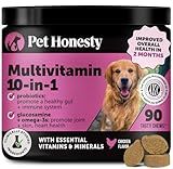 10-in-1 Dog Multivitamin Supplement with Glucosamine & Probiotics - Hip & Joint Support, Digestive Health, Immune Support, Heart & Skin - All-in-One Daily Vitamins & Omega-3s for Dogs (Chicken, 90 Ct)