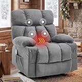 Massage Rocker Recliner Chair for Living Room, Vibration Massage Heat,Grey