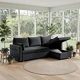 Ball & Cast 86" Sectional Sleeper Sofa Bed Pull Out Couches for Living Room