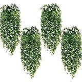 Waipfaru 4Pcs Fake Hanging Plants 2.7ft Fake Plants Eucalyptus Leaves UV Resistant Fake Vines Ivy Artificial Plants Outdoor Faux Plants Indoor Bedroom Living Room Boho Wall Porch Shelf Decor