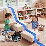 20Ft Flexible Race Track, Slot Car Race Track Set for Kids Ages 3+, Dual Racing Game 2 High-Speed Cars 1/64 Scale, w/8 Suction Cups, 4 Alloy Cars– Ideal Easter Birthday Gift for Boys & Girls (Blue)