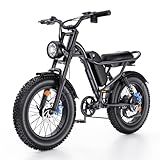 Electric Bike for Adults, 1500W Peak Motor Ebike with 48V 15.6Ah Built-in Removable Battery, 60 Miles Range Top Speed 28 MPH Electric Bike, 20" Off Road All terrian Fat Tire E Bike with 7 Speed