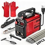 Hpoouo 200Amp 20PCS Rods Stick Welder, Super MINI Portable Welding Machine, IGBT Inverter Welder Machine 110V with Hot Start Arc Force Anti-Stick, for 1/16"-1/8" Rod ARC Welder, 2 Chip Hammers (Red)