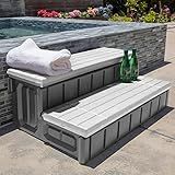 XtremepowerUS Universal Heavy Duty 2-Step Spa & Hot Tub Step Porch Steps with Large Storage Compartment Non-Slip Resistant Step Stairs 36" Inches Long Stool Pool Ladder, Grey