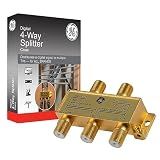 GE Digital 4-Way Coaxial Cable Splitter, 2.5 GHz 5-2500 MHz, RG6 Compatible