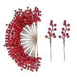 Kanxinr 50Pack Christmas Tree Decorations Artificial Berry Stems Red Berry Picks for Xmas Winter Holiday Home Centerpieces and DIY Flower Arrangements Ornaments