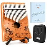 Orora Kalimba 17 Keys Thumb Piano - Songbook included with 25 Songs - Varnished Wood Musical Instrument - Finger Piano with Protection Case, Stand, Accessories - Unique Gift