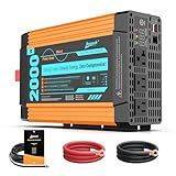 Ampeak Pure Sine Wave Inverter [2000 Watt] - 6000W Surge, 12v DC to 110V AC Converter Power Inverter for RV, Truck, Home, Solar, Outdoor with Dual AC & 20A Outlets, Hardwire Port, 5V 3.1A USB & Remote