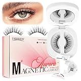 LASHVIEW Upgrade Magnetic Eyelashes with Applicator Reusable Soft Magnetic Eyelashes Natural Look No Glue Needed Lashes Kit Easy to Wear and Remove(A02)