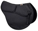 ECP Equine Comfort Products All-Purpose Contoured Correction Saddle Pad with Adjustable Memory Foam Inserts for Custom Support, Non-Slip, Shock Absorbing, 22” Spine, 19.5” Drop, Black