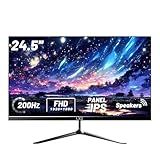 LXZ Gaming Monitor 24.5 inch, 200hz Monitor FHD 1080P Frameless IPS Display with Eye Care, DP/HDMI, Wall Mount Compatible - Black