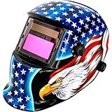 Welding Helmet Auto Darkening : BESTCLUB True Color Solar Powered Hood with Adjustable Shade Range 4/9-13 for Mig Tig Arc Welder Mask (Flag Eagle)