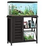 Herture 20-29 Gallon Fish Tank Stand, Aquarium Stand with Cabinet Accessories Storage, Heavy Duty Metal Frame, 31.49" L*15.74" W Tabletop, 330LBS Capacity, Black PG07YGB