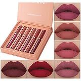 6Pcs Matte Liquid Lipstick Set, Waterproof Non Stick Cup Lip Gloss (Set A)