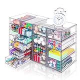 VZKAH Acrylic Organizer with Drawers | 20 Drawers 4 Sets | Desk Organizer and Storage, Clear Makeup Organization, For Office/Art Supply/Craft Storage and Organization