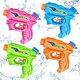 Water Guns for Kids, 4 Pack Mini Squirt Guns Long Range Water Gun Pistol Super Water Blaster Soaker for Boys Girls Toddlers, Outdoor Swimming Pool Beach Party Favors Small Water Toys