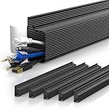 YECAYE 94.2in Cable Management, Cable Organizer,Adhesive Mount Cord Organizer for Desk, Cord Organizer, No-Drill Desk Wire Management for Home Office, Baby proofing, Black