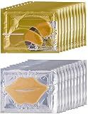 Theshiry 10 Pairs Collagen Crystal Eye and 10 Pcs Lip Mask, Anti Aging Eye and Lip Mask, Collagen Crystal Mask Set (Gold)