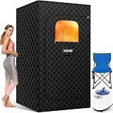X-Vcak Portable Steam Sauna Tent for Home, Steam Sauna for Home with Steamer, 9 Temp Levels & 99 Min Timer, 5-Layer Waterproof Insulated, Folding Chair