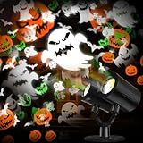 Halloween Projector Lights Outdoor Lurious Double Head Light Projector with Timer Waterproof Dynamic Devil Face Ghost Projector Halloween Pumpkins Outdoor for Patio Home Window Wall Decor