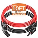 energeaster 10AWG Solar Extension Cable with Pair of Connectors Solar Panel Adaptor Kit Tool, Solar Panel Extension Cable,10 Gauge Wire,Red and Black(10FT Red + 10FT Black)