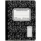 Top Flight Sewn Marble Composition Book, Black/White, Quad Rule, 4 Squares per Inch, 9.75 x 7.5 Inches, 100 Sheets (41320)