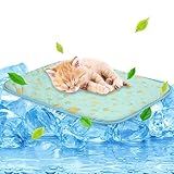 NWK Pet Cooling Mat -20’’ X 16’’ Ice Silk Cooling Mat for Dogs & Cats Portable & Washable Pet Cooling Blanket, Car Seats, Beds for Summer (Green Fruit, Small)