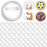 Chinco 50 Pack Acrylic Clear Button Pins Badge Clear Custom Button Pins Kit Blank Photo Bulk Make Your Own Buttons for DIY Craft Supplies(2.25 Inch)
