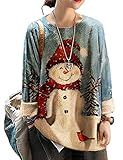 YESNO Ugly Christmas Sweater for Women Funny Snowman Graphic Printed Pullover Sweaters 3XL S01 CR121
