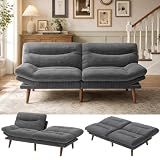 Marsail 66.02" Futon Sofa Bed, Convertible Couch & Sleeper Sofa, Light Grey