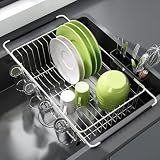 JASIWAY Dish Drying Rack in Sink, Dish Drainer with Cup and Utensil Holder